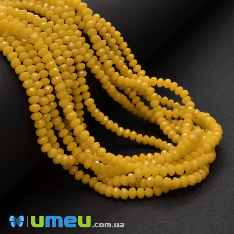 Намистини ронделі, 3,5х3 мм, Жовті (BUS-029920)