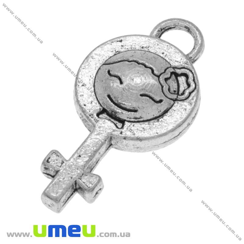 Підвіска метал. Знак Венери, 23х11 мм, Античне срібло (POD-002607)