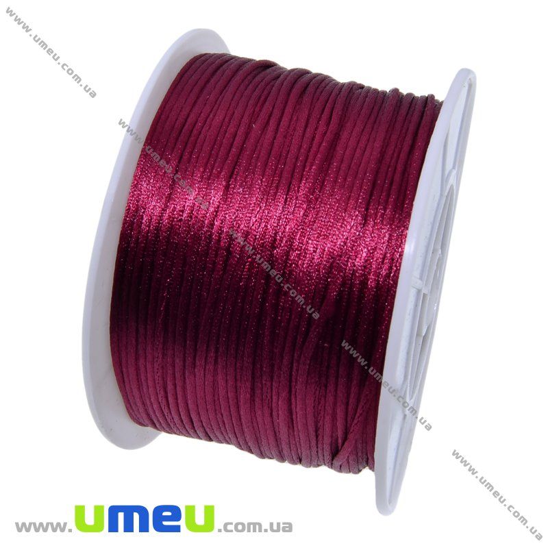 Атласный нейлоновый шнур, 1 мм, Бордовый (LEN-004019)