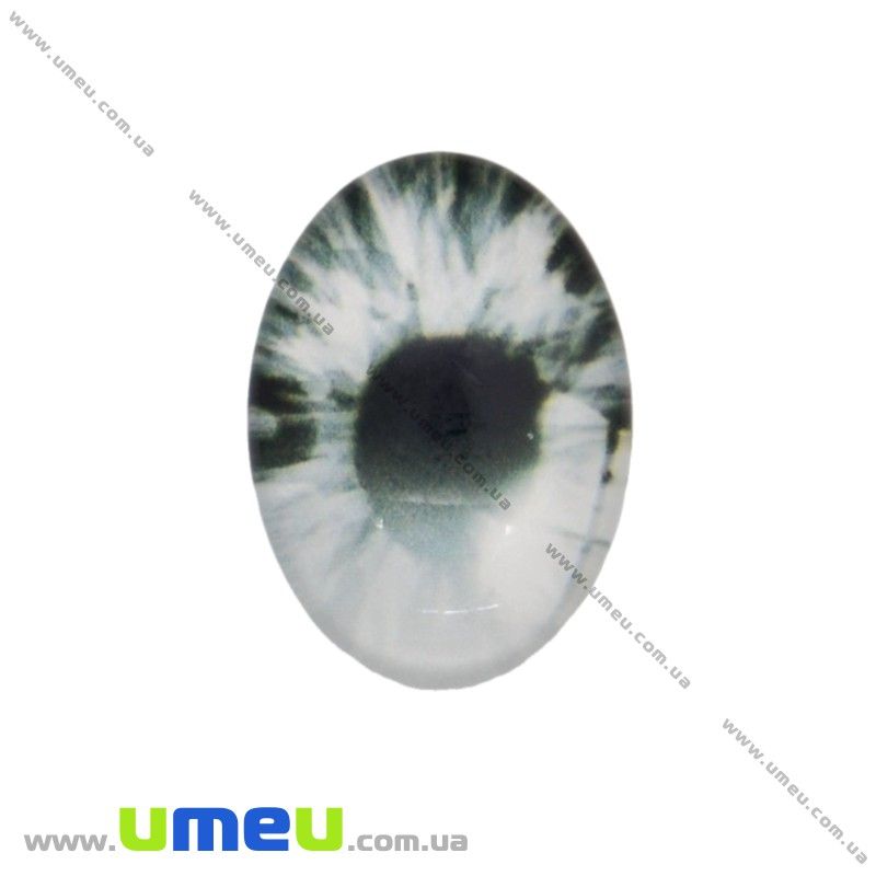 Кабошон скляний з принтом Око, 18х13 мм, Сірий, Овал (KAB-018734)