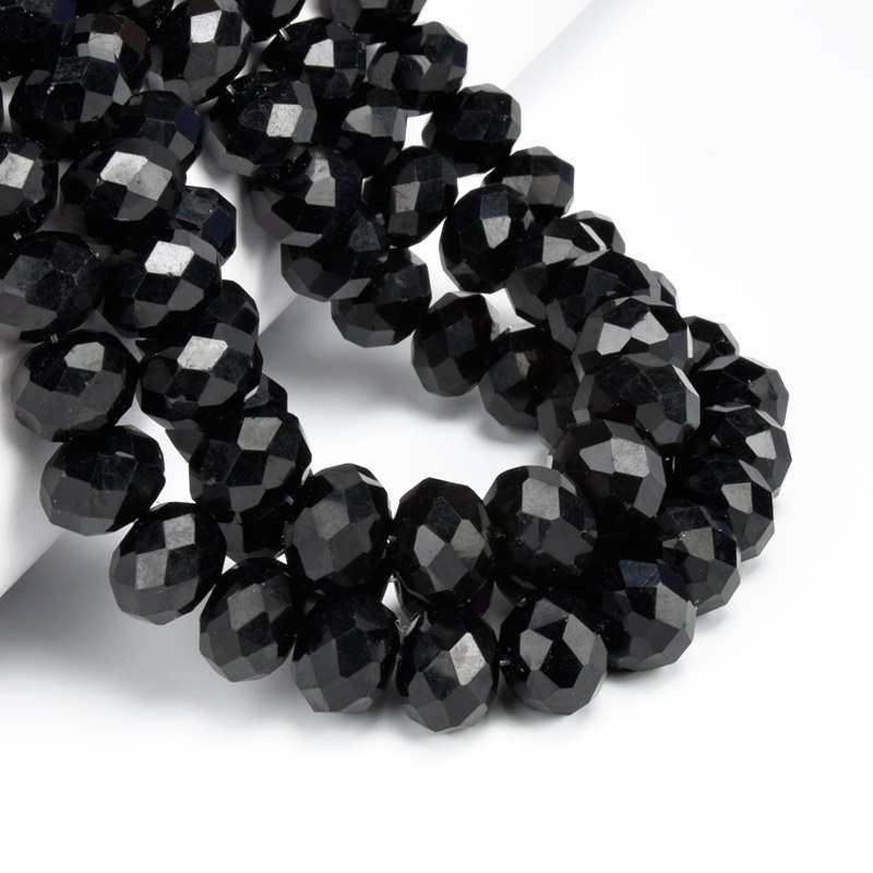 Намистини ронделі, 12х8 мм, Чорні (BUS-057170)