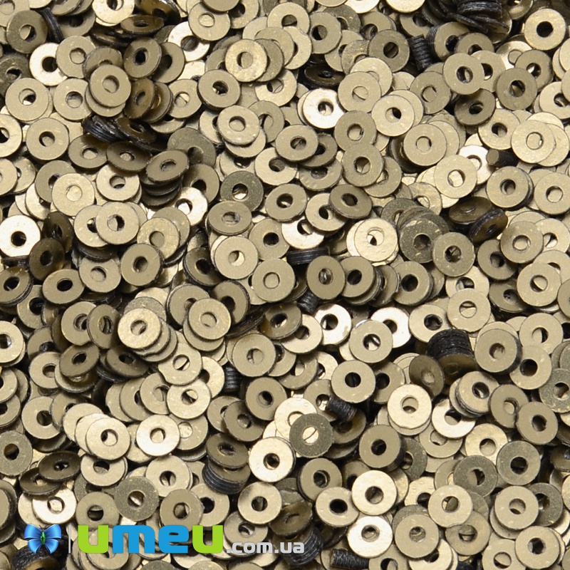 Паєтки Індія круглі плоскі, 3 мм, Бронзові (PAI-037541)