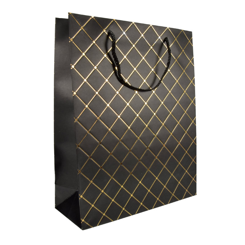 Подарочный пакет Ромбы, 32х26 см, Черный (UPK-056803)