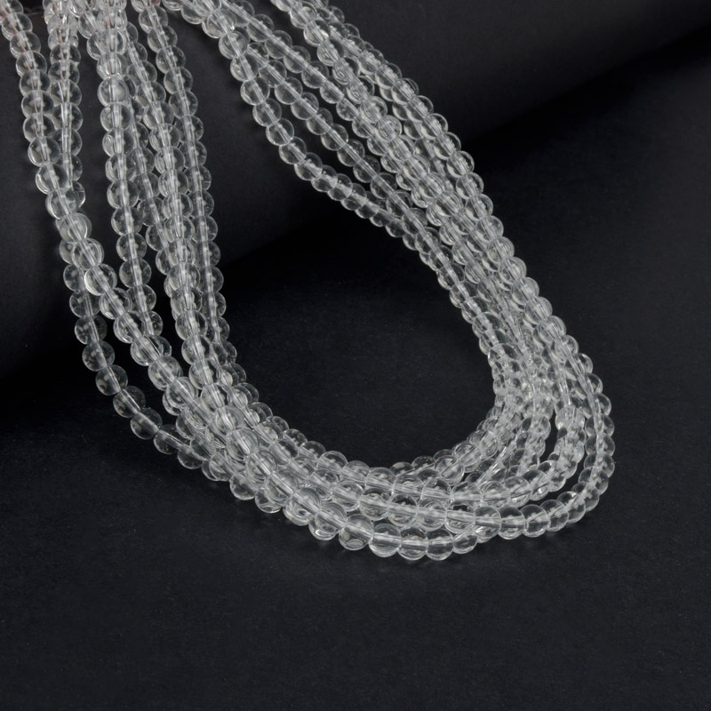 Бусины стеклянные, 4,5 мм, Круглые, Прозрачные (BUS-057246)