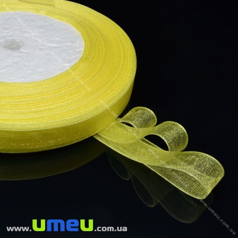 Стрічка з органзи, 10 мм, Жовта (LEN-000380)