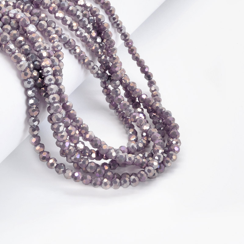 Намистини круглі грановані, 4 мм, Аметистові АВ (BUS-052202)