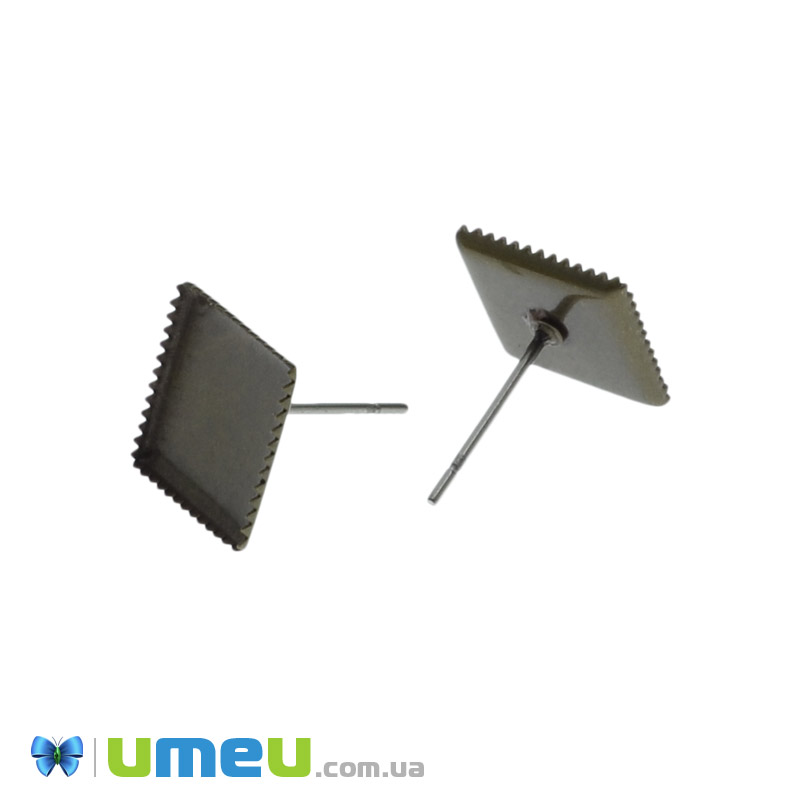 Пусети з основою під заливку, Антична бронза, 11х11 мм (OSN-039929)