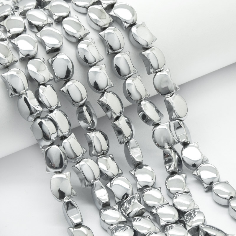 Бусины стеклянные, Котик, 10х8х5 мм, Серебристые (BUS-057506)