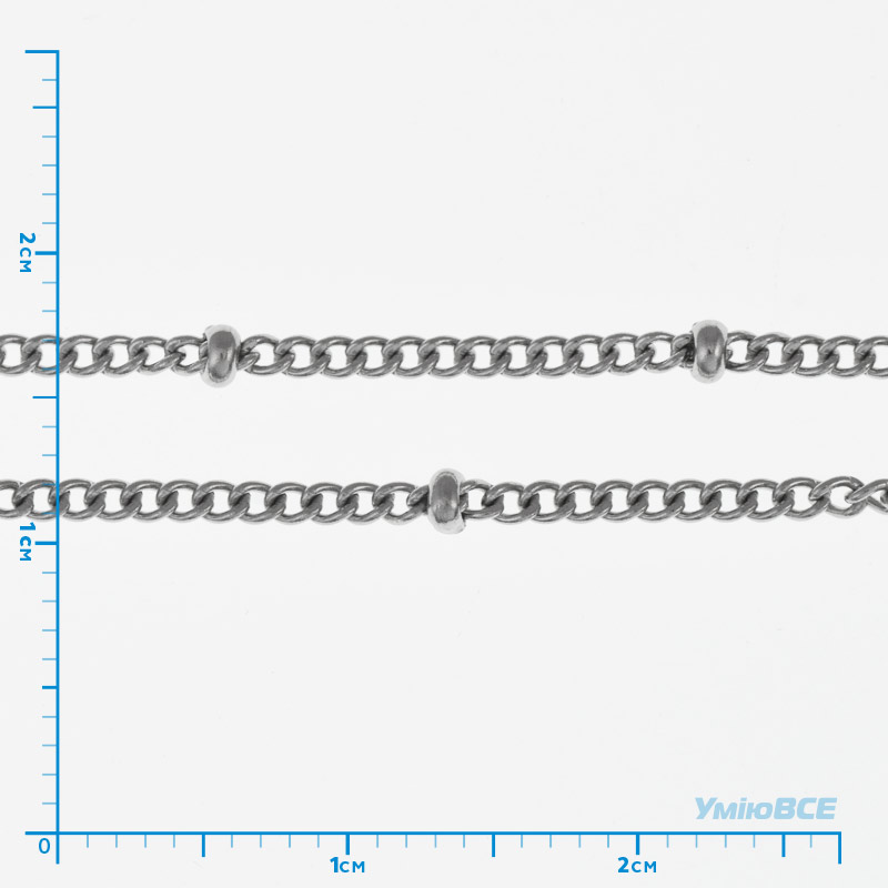 Цепь из нержавеющей стали, 1,5 мм, Темное серебро (ZEP-058388)