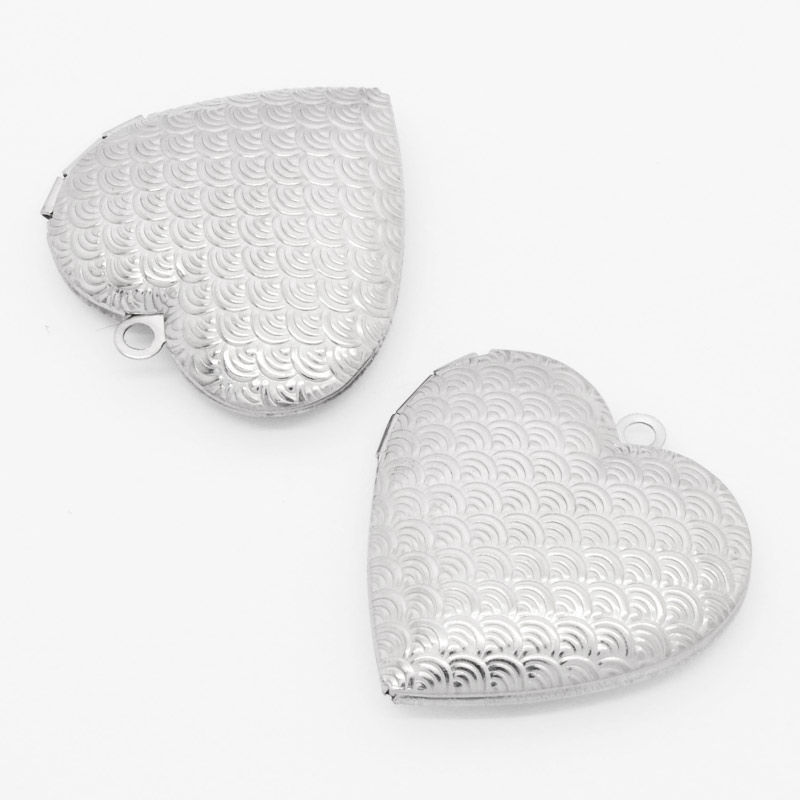 Медальон Сердце с узором из нержавеющей стали, 29х29х7 мм, Темное серебро (STL-054452)