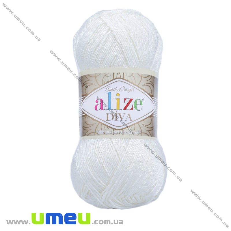 Пряжа Alize Diva 100 г, 350 м, Молочная 450 (YAR-029462)