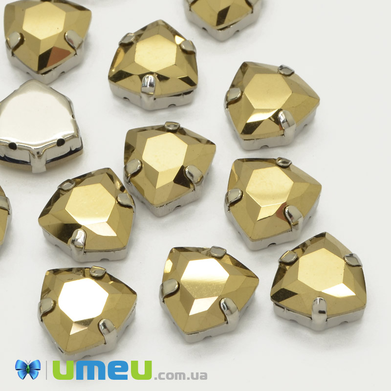 Шатон триллиант К9 12,5х12 мм, Темное серебро, Золотистый металлик (KAB-041014)
