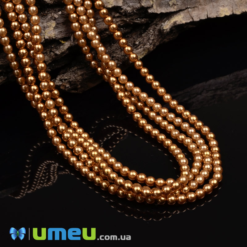 Бусины чешское стекло Preciosa Жемчуг 3 мм 70016, Оранжевые (BUS-049399)