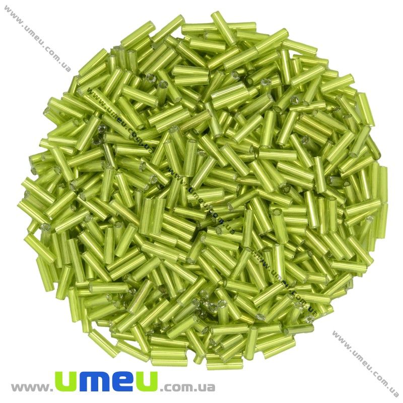 Бисер китайский стеклярус, 6 мм, Салатовый блестящий (BIS-012039)