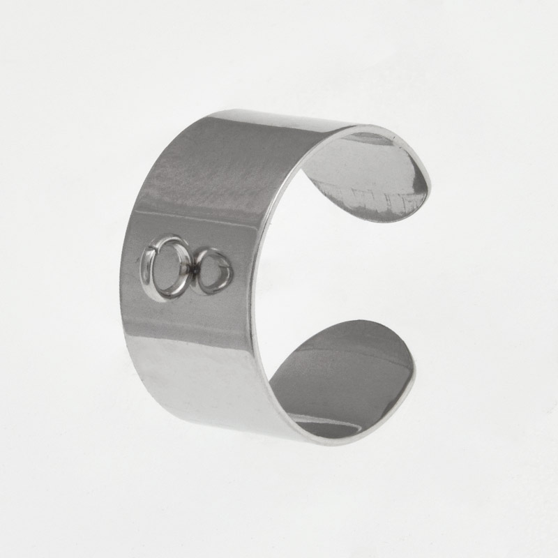 Кільце з нерж. сталі з петлею, 19 мм, Темне срібло (OSN-060524)