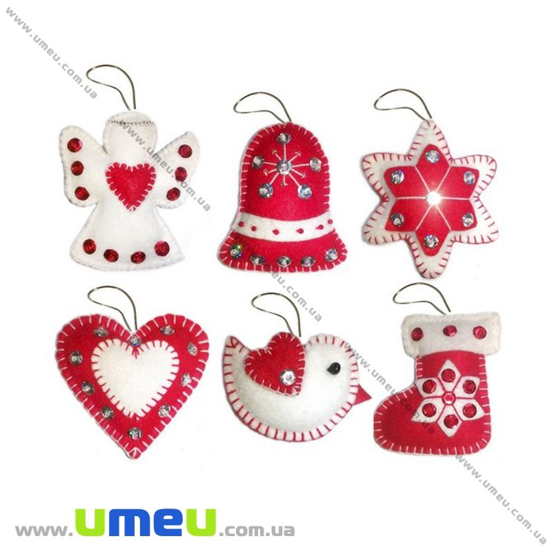 Набір з фетру для створення 6 іграшок, Ялинкові іграшки ФН-57, 6х7 см (FLT-034843)