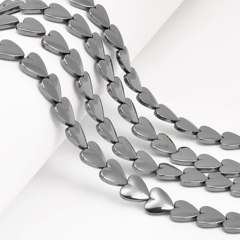 Намистини Гематит, Нат. камінь, Серце, 10х10х3 мм (BUS-057818)