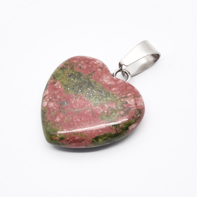 Подвеска Сердце, Натур. камень Унакит, 20х20 мм (POD-054335)