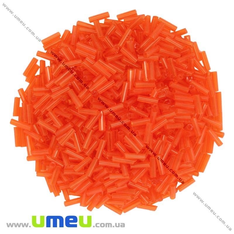 Бісер китайський стеклярус, 6 мм, Помаранчевий прозорий (BIS-012051)