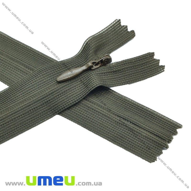 Блискавка (змійка) потайна нероз'ємна, 50 см, Тип 3, Хакі темна (ZIP-016043)