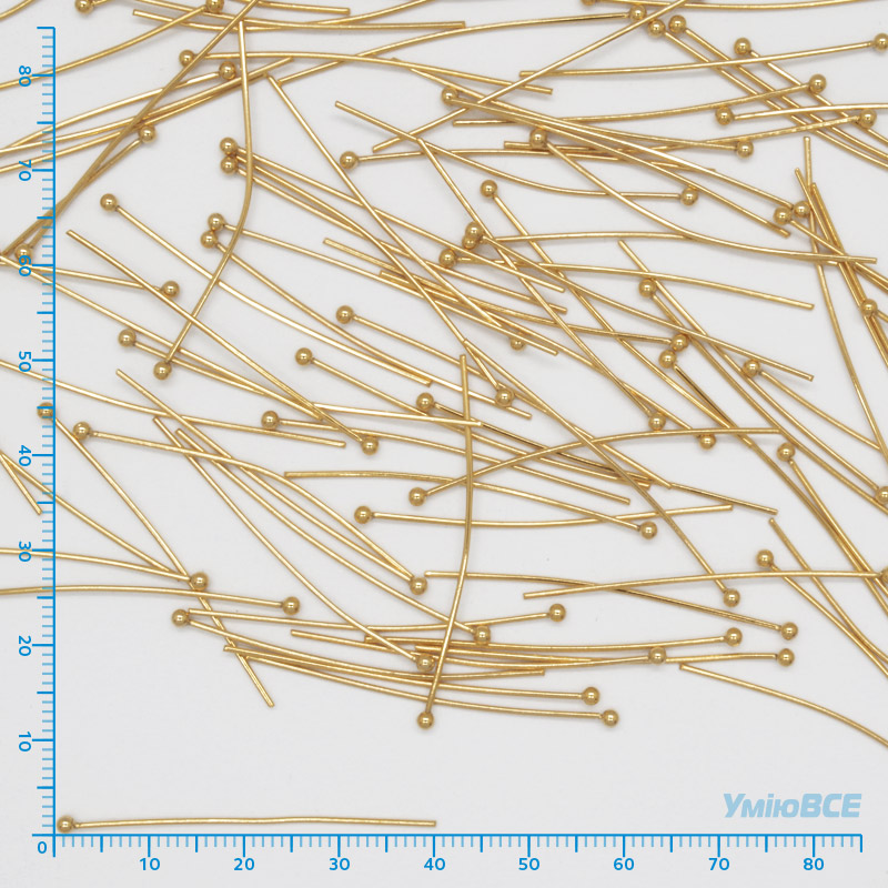 Гвоздики з кулькою з нерж. сталі, 40 мм, Покриття 24 kt (STL-056232)