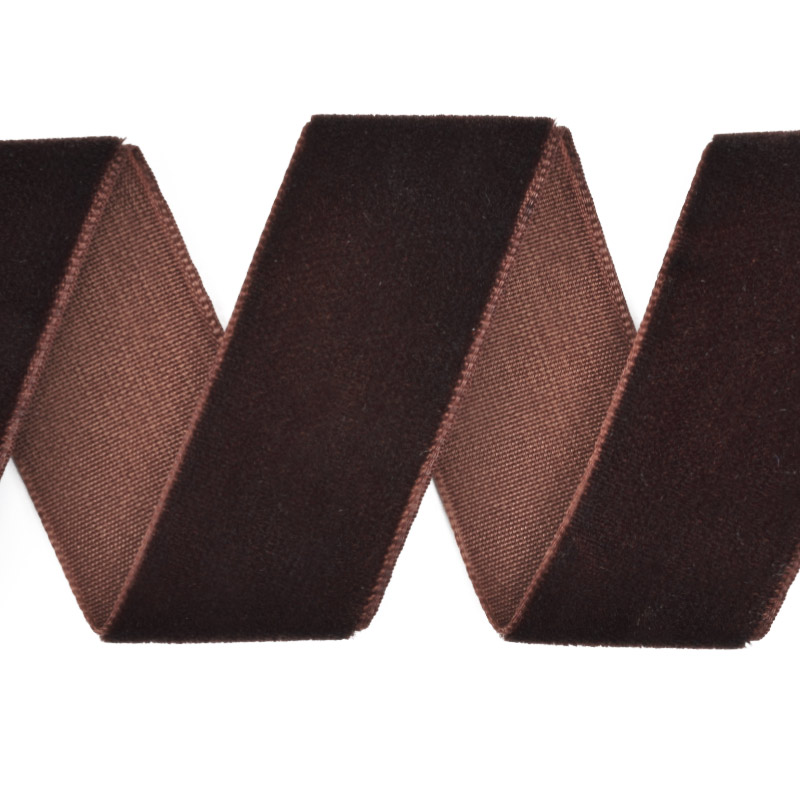 Лента бархатная, 25 мм, Коричневая (LEN-060299)