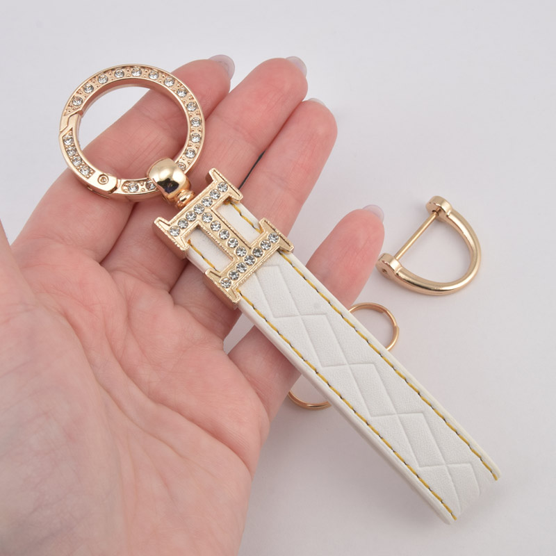 Брелок, 13х3,5 см, Белый, Искусственная кожа, Золото (OSN-058510)