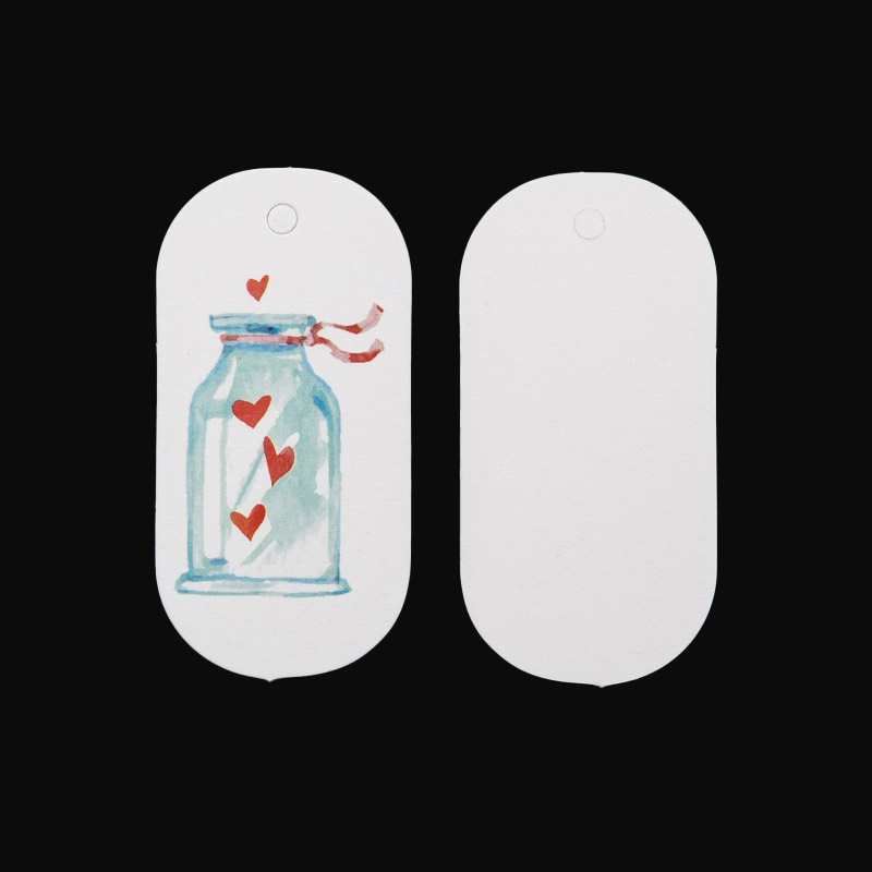 Бірки для подарунків з принтом, 50х25 мм, Білі (UPK-056263)