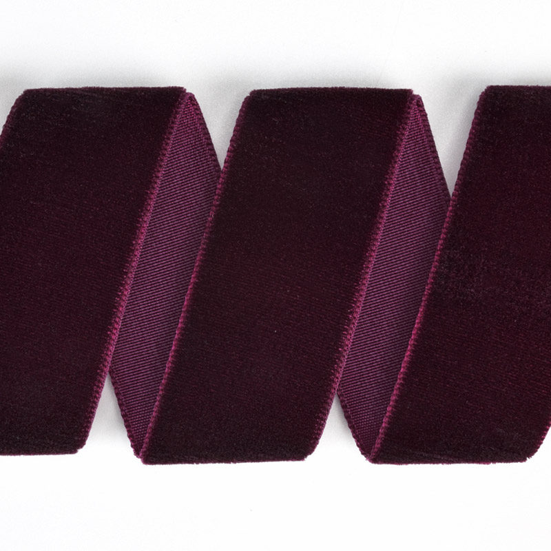 Лента бархатная, 25 мм, Вишневая (LEN-061427)