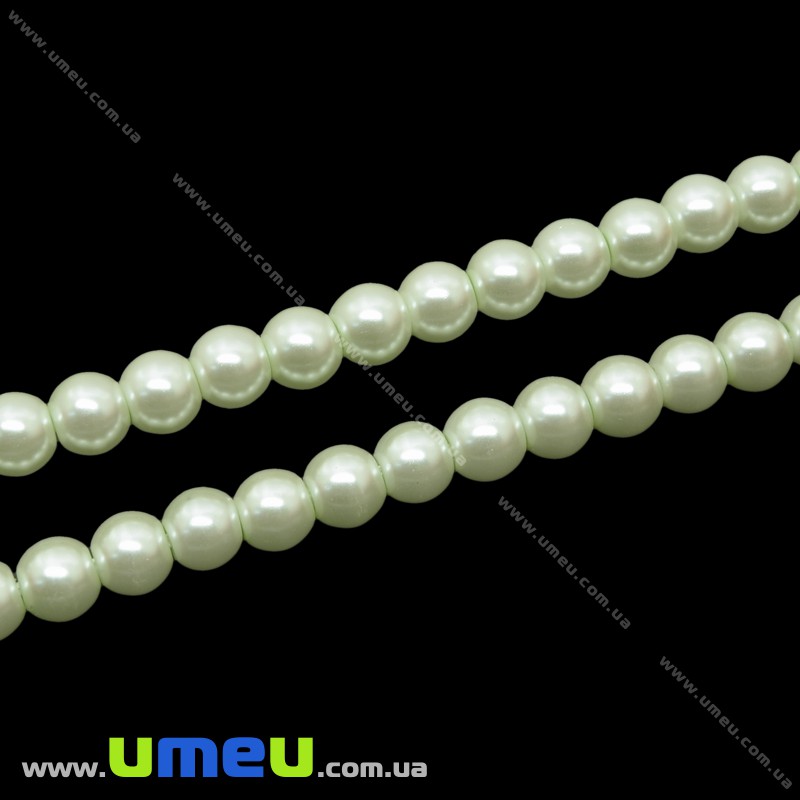 Бусины стеклянные Жемчуг Premium, 6 мм, Мятные светлые, Круглые (BUS-034107)