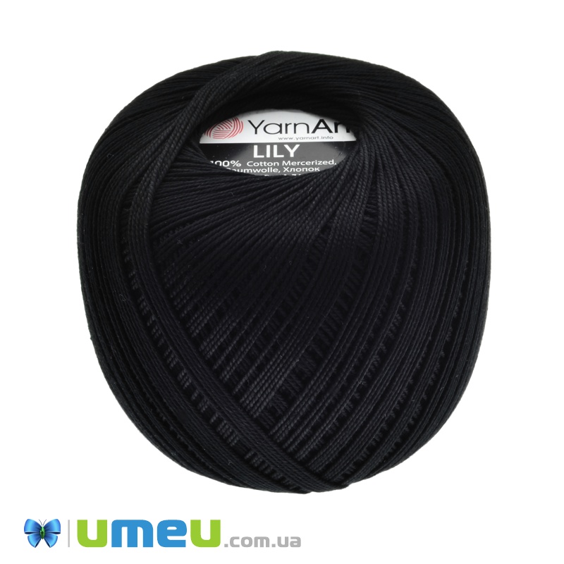 Пряжа YarnArt Lily 50 г, 225 м, Чорна 999 (YAR-038419)