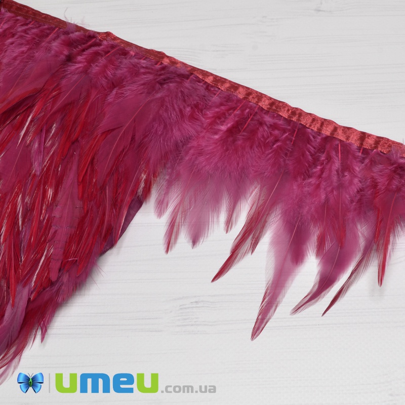 Перья петуха на ленте, 8-15 см, Малиновые темные (PER-038919)