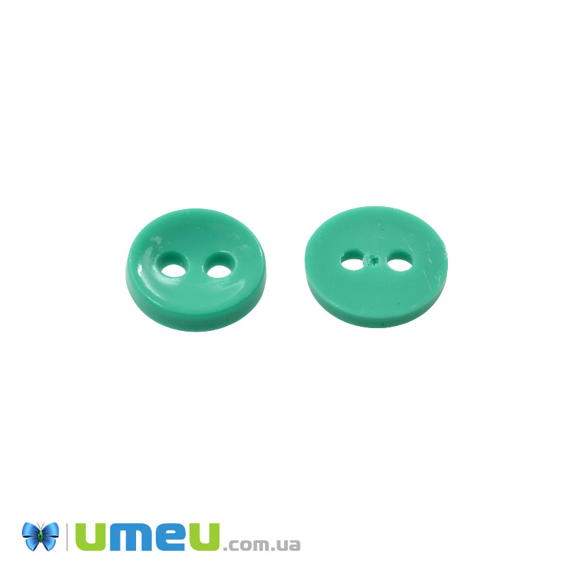 Пуговица пластиковая Круглая, 11,5 мм, Бирюзовая (PUG-047928)