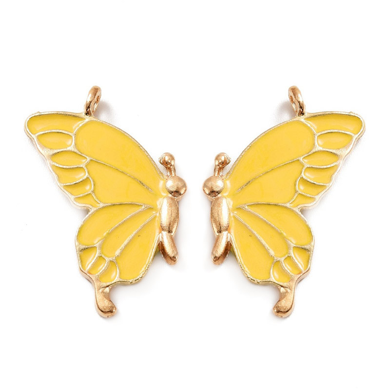 Подвеска метал. Бабочка парная желтая, 34х32 мм, Золото (POD-053760)