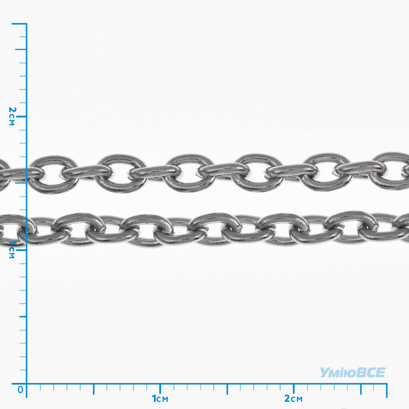 Цепь из нержавеющей стали, 3 мм, Темное серебро (ZEP-058383)