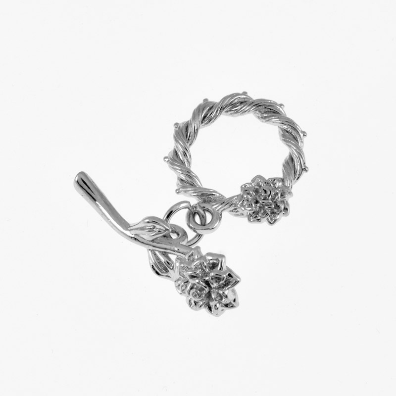 Тогл Цветок, 22х18 мм, Латунь с покрытием Родий (ZAM-060814)