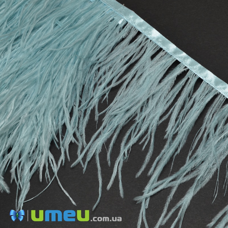 Перья страуса на ленте, 10-15 см, Голубые светлые (PER-038909)