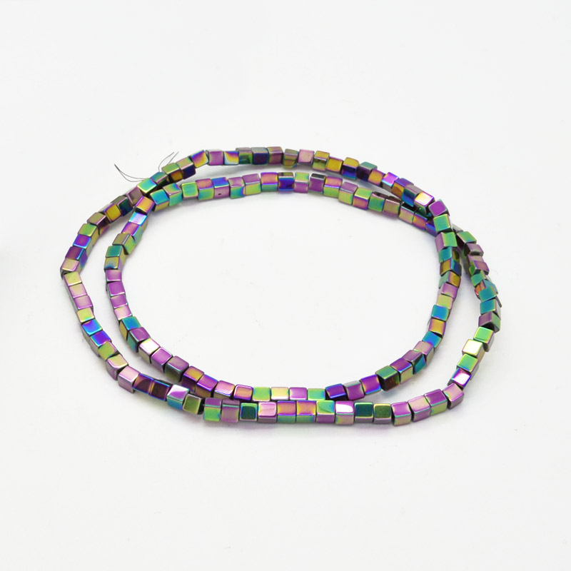 Намистини Гематит, Натур. камінь, Кубик, 3х3х3 мм, Ірис (BUS-051755)