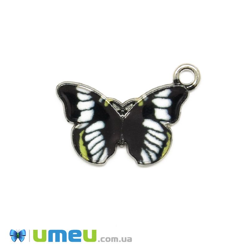 Підвіска метал. Метелик чорний, 20х13,5 мм, Темне срібло (POD-043579)