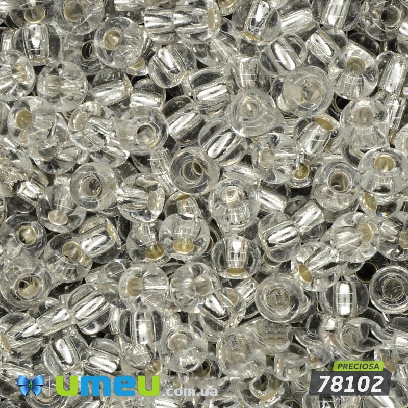 Бісер чеський 6/0, №78102, Сріблястий, Блискучий (BIS-024373)