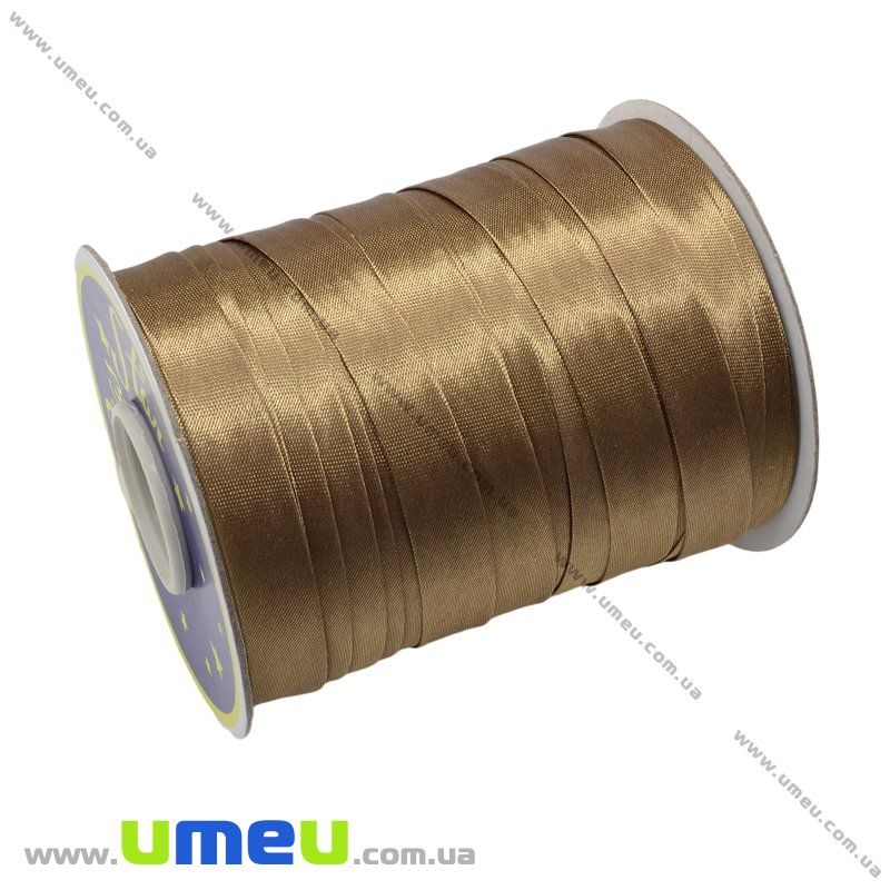 Атласная косая бейка, 15 мм, Коричневая (LEN-010316)