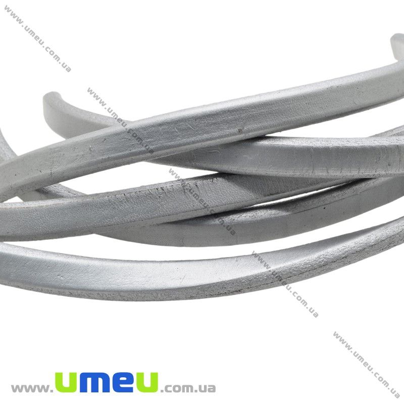 Основа для браслета Regaliz з нат. шкіри УЦЕНКА, Сіра метал., 10х6мм, 20 cм (OSN-017039)