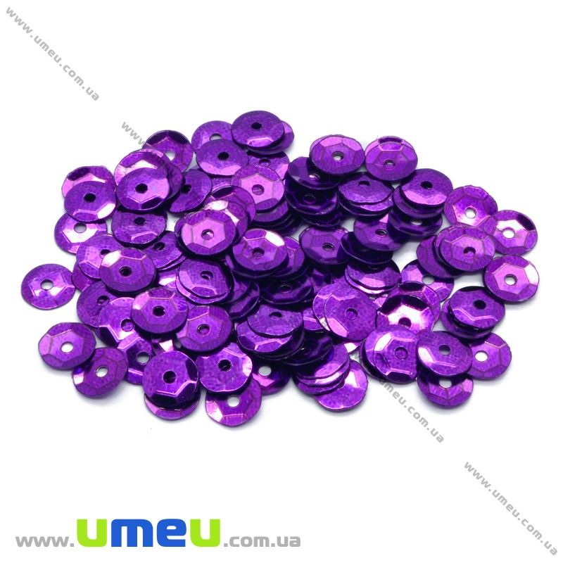 Пайетки Китай круглые граненые, 6,5 мм, Фиолетовые (PAI-001517)