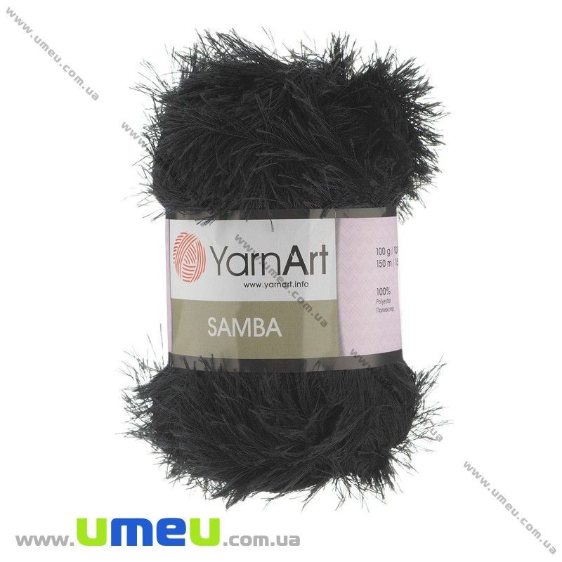 Пряжа YarnArt Samba 100 г, 150 м, Чорна 02 (YAR-025483)