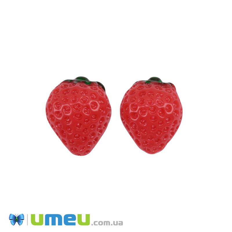 Кабошон із полімерної глини, Полуниця, 18х14 мм, Червоний (DIF-050795)