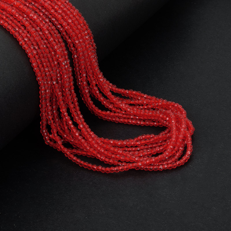 Бусины круглые граненые, 2 мм, Красные (BUS-057352)