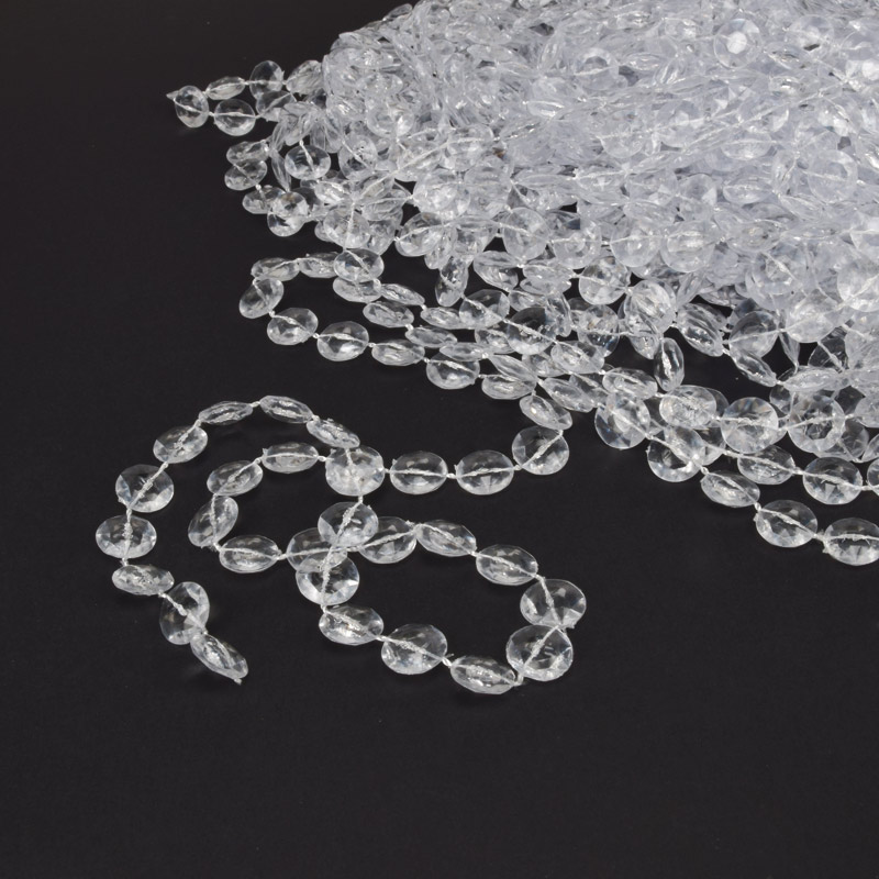 Намистини на нитці акрилові, Круглі плоскі, 11 мм, Прозорі (KAB-060985)