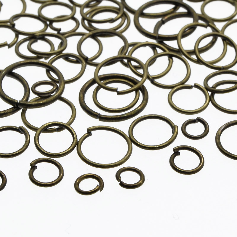 Кільця, Мікс 4-12 мм, товщина 0,7 мм, Антична бронза (PIN-051929)
