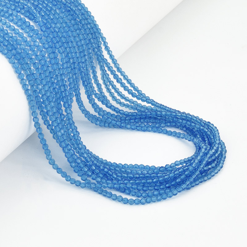 Бусины круглые граненые, 2 мм, Голубые (BUS-057358)