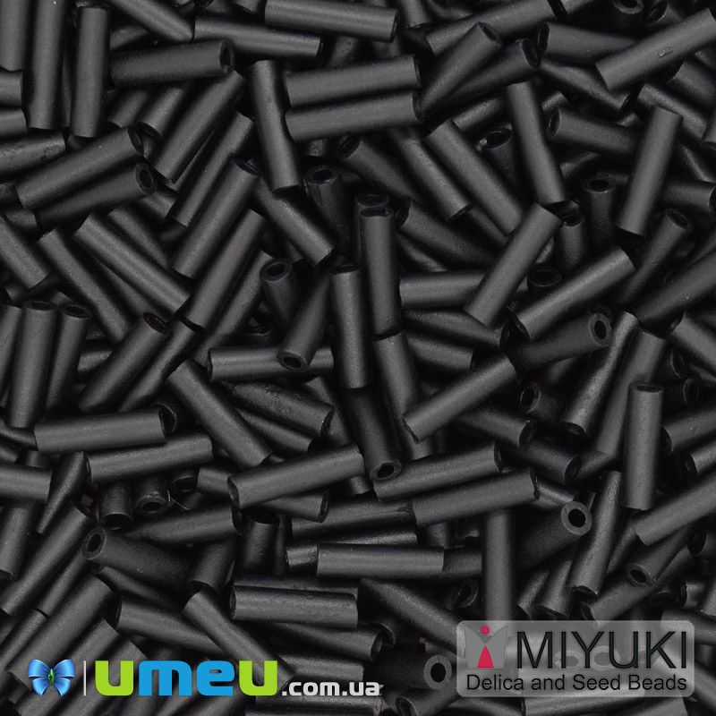 Бисер японский Miyuki Стеклярус 6 мм BGL2-401F, Черный матовый (BIS-045909)